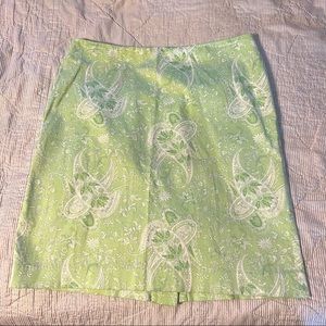 Jones New York green paisley mini skirt size 8